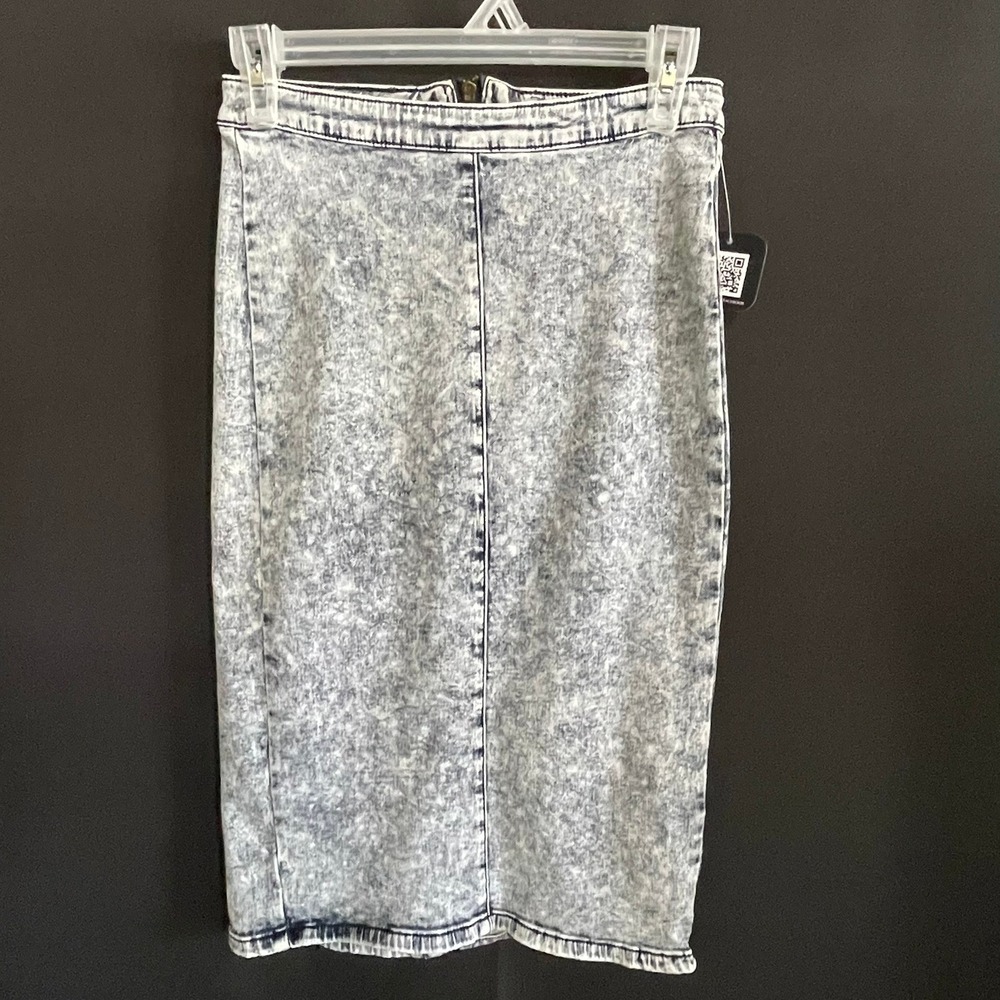 Vintage Iris Jeans Pencil Skirt Womens S Blue Good Acid Wash High Waist Midi